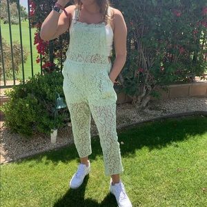 Mint Green Lace Overalls